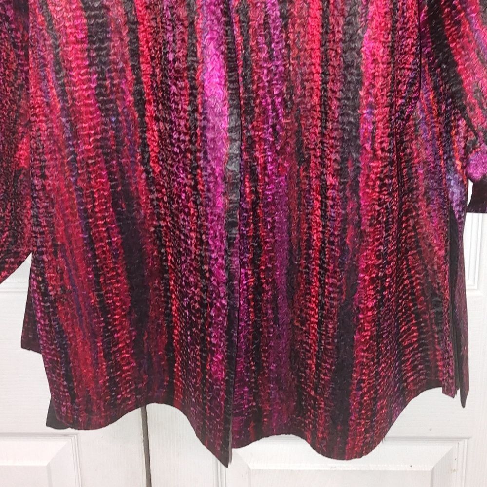 Catherines Open Front lightweight jacket red black deep purple Sz 1X - Picture 2 of 4